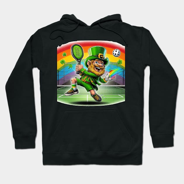 Leprechaun Playing Pickleball St Patrick's Day Hoodie by Battlefoxx Living Earth